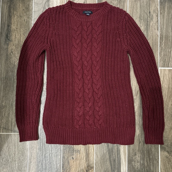 Nautica Sweaters - Nautica burgundy cable knit sweater